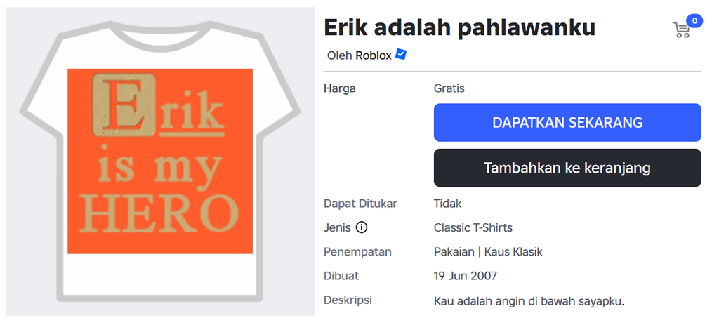Cara Mendapatkan Kaus Erik Is My Hero Roblox